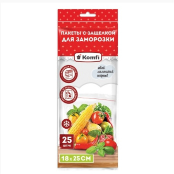 Пакеты для продуктов пэ дзаморозки с защелкой zip-lock 18х25см 25шт в пп HPZ204E Komfi *1100 Пакеты для продуктов пэ дзаморозки с защелкой zip-lock 18х25см 25шт в пп HPZ204E Komfi *1100