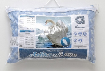 Подушка Лебяжий пух 70*70см чехол тик/хлопок, сумка ЛПТС-77 Адамас *1/10