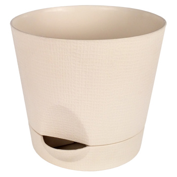Кашпо пластм. "Le Parterre" 0,35л d верха 95мм h90мм с поддоном Кремовый 201-6 (Tek.A.Tek)*1/72