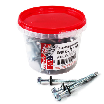 Саморезы кровельные 6.3х76 мм BROZEX, оцинкованная сталь, 70 шт.