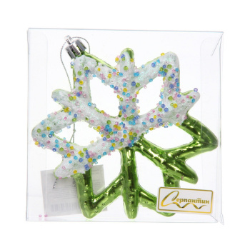 Елочная игрушка "Зимняя снежинка" 10*1*12 см, зеленый