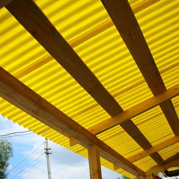 Поликарбонат 0.8 мм профилированный С-8-У стандарт, 1.15х2 м, желтый Поликарбонат 0.8 мм профилированный С-8-У стандарт, 1.15х2 м, желтый